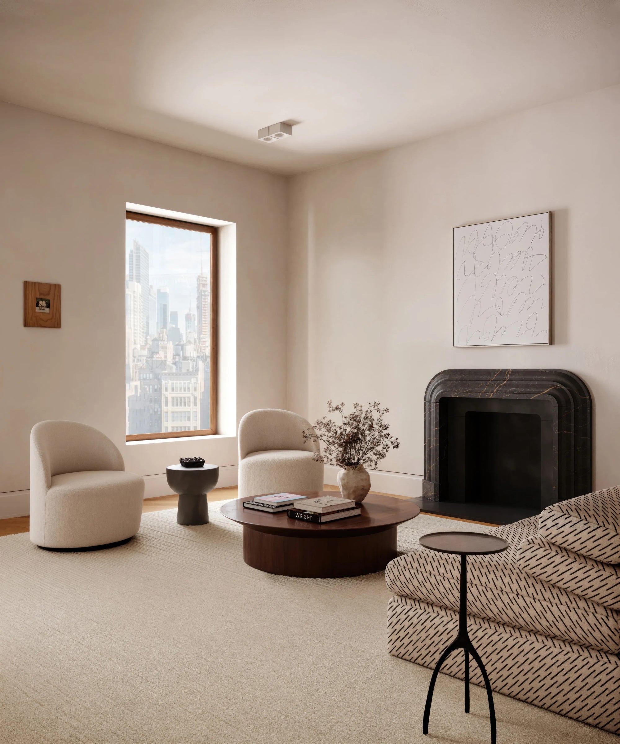 Modern Apartment Tensia Curved Surround Fireplace Mantel Brown Taoki