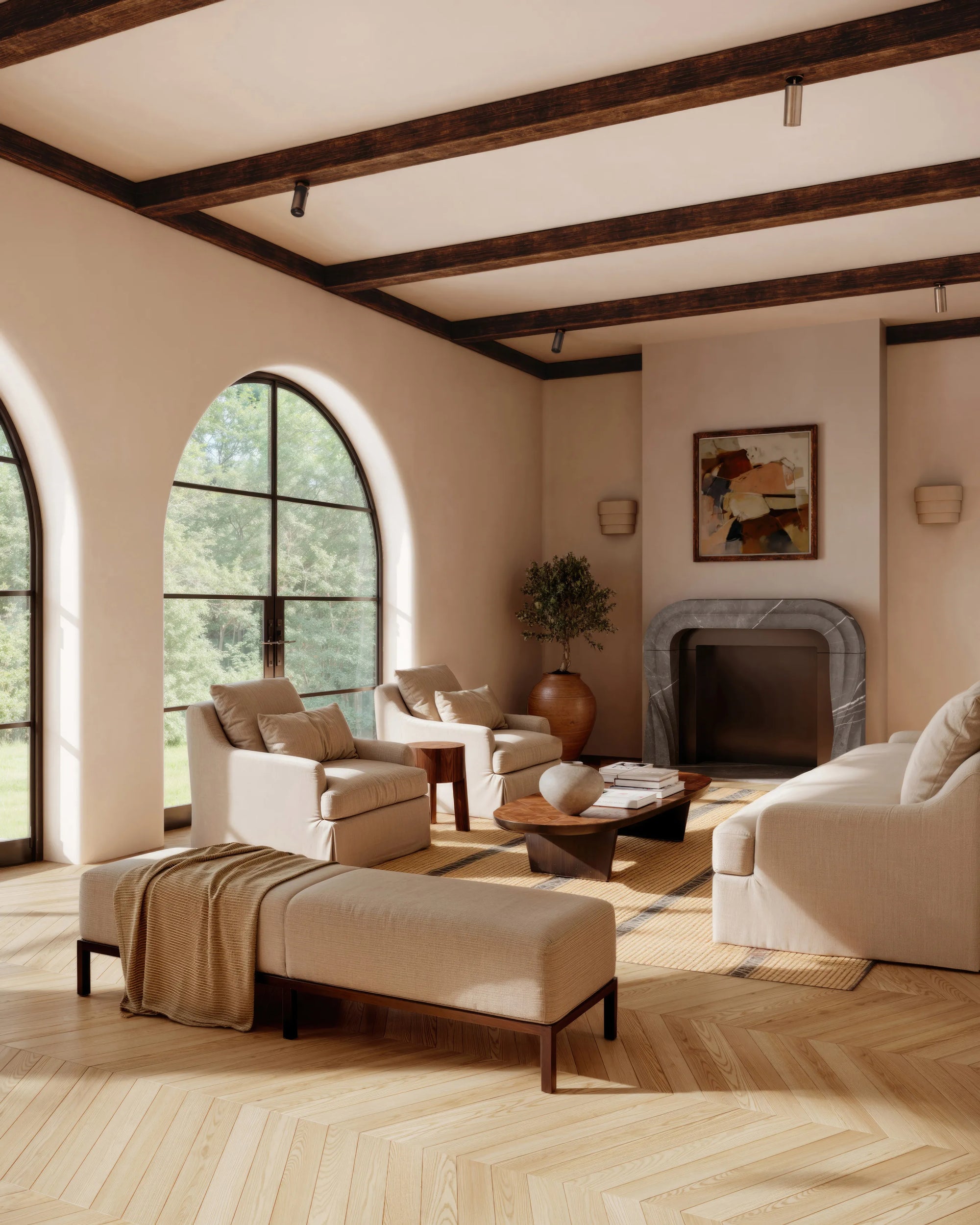 Southern American Villa 
Sorelle Surround Fireplace Mantel Pietra Gray